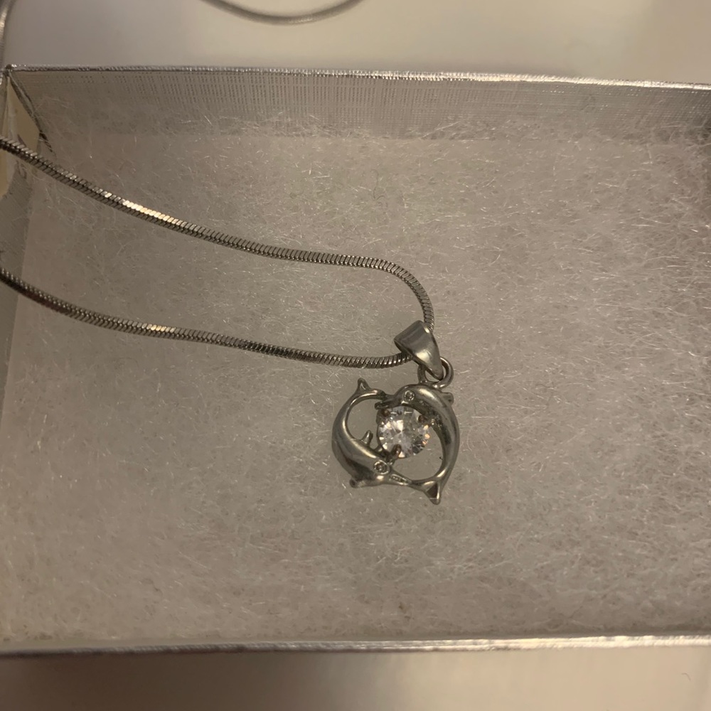 COPY - Intertwined dolphin necklace - silver color